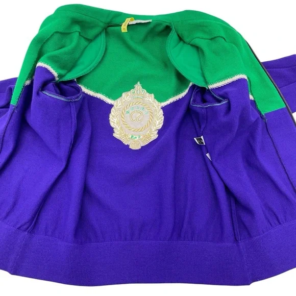 St. John Knit Bomber Cardigan Jacket Small Green/Purple - Picture 13 of 16